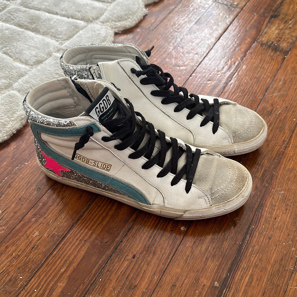 Golden Goose Slide Glitter High-Top Sneakers